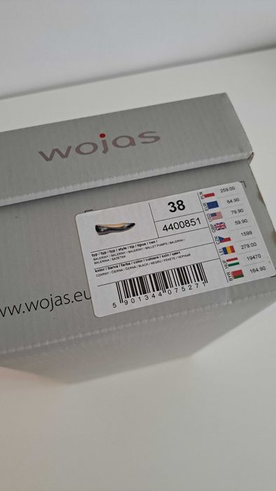 czarne klasyczne baleriny wojas