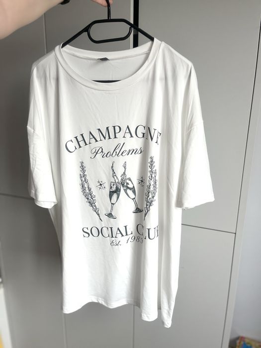 Biala koszulka t-shirt na krotki rekaw oversize M