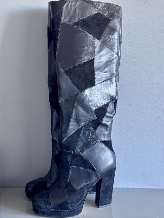 Skórzane kozaki Michael Kors 36,5 Zamszowe. Koturn/słupek