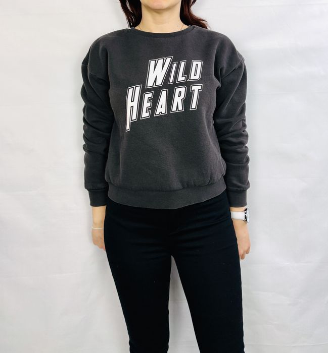 Szara bluza z kontrastowym napisem Wild Heart XS 34