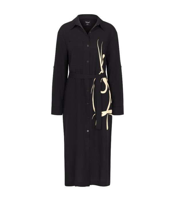 Koszula Nocna Triumph Thermal MyWear Maxi 38 M Czarna Ciepła Rozpinana