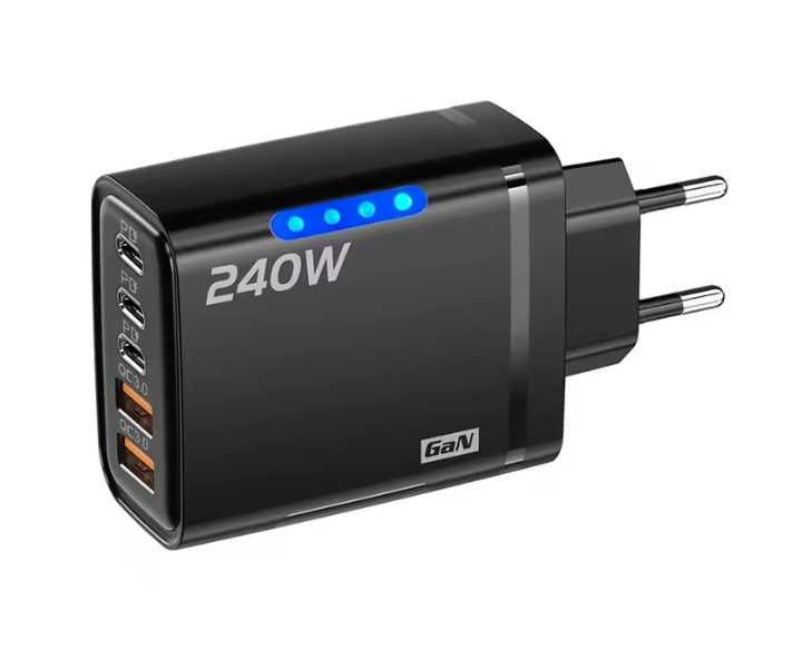 Ładowarka sieciowa do telefonu, szybka 240W - 5 portów GaN USB-C 3.0