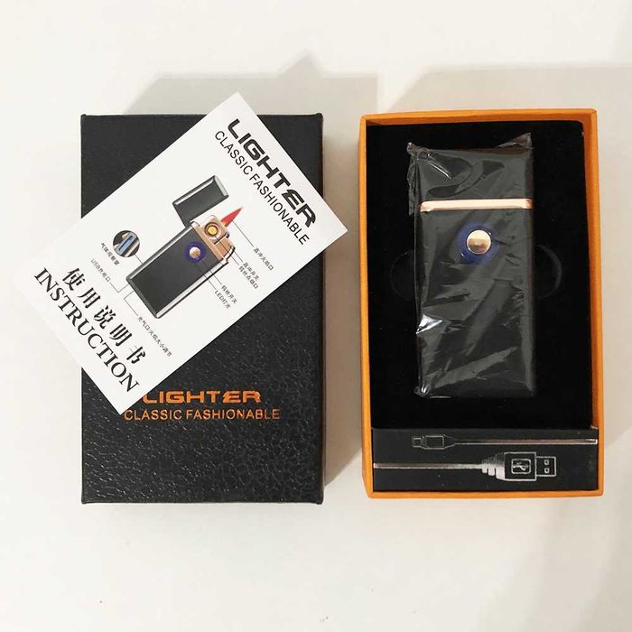 Зажигалка спиральная USB TH-705 2IN1 Газ + USB. Цвет: черный.