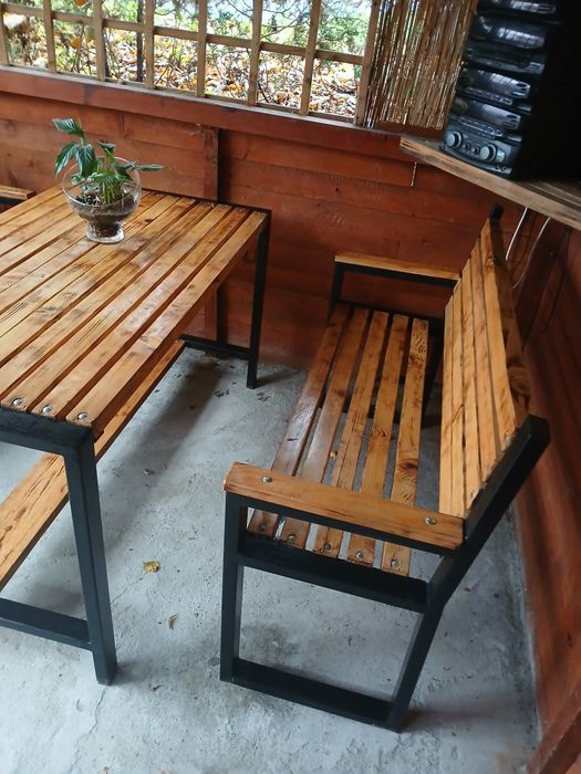 Zestaw ogrodowy stół + 2 ławki