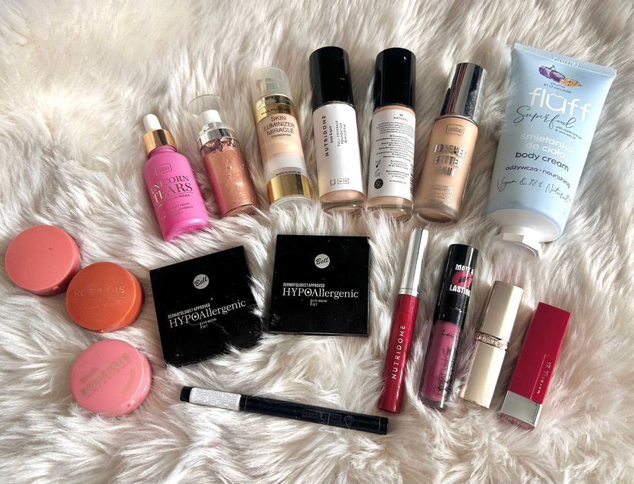 Zestaw kosmetyków do makijażu i ciała Nutridome Bourjois Max factor Bell wibo Loreal Maybelline Fluff