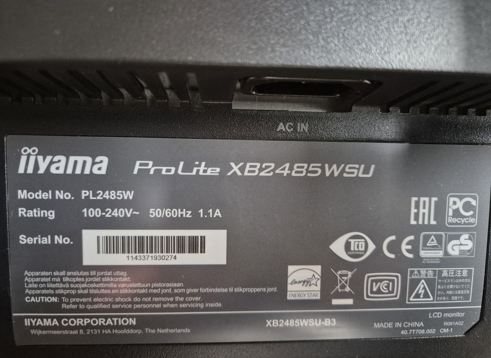 Iiyama ProLite XB2485 WSU Monitor 24,1"
