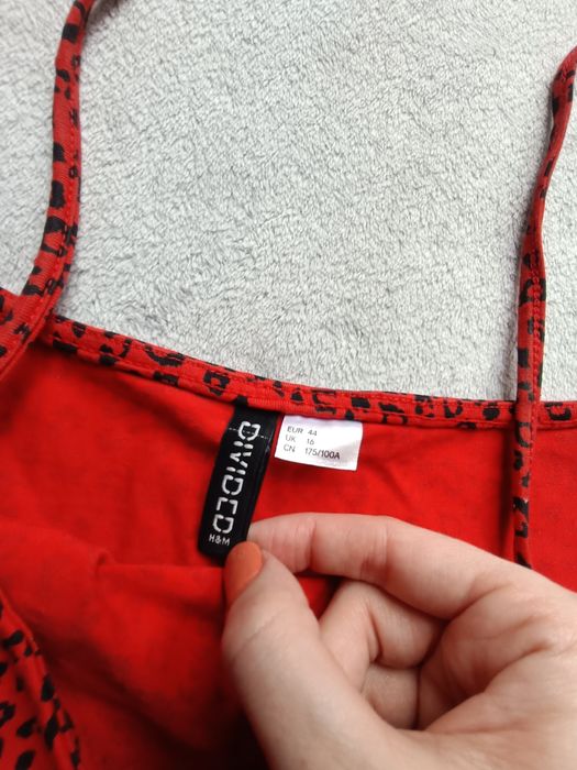 Sukienka obcisła xxl h&m czerwona w centki