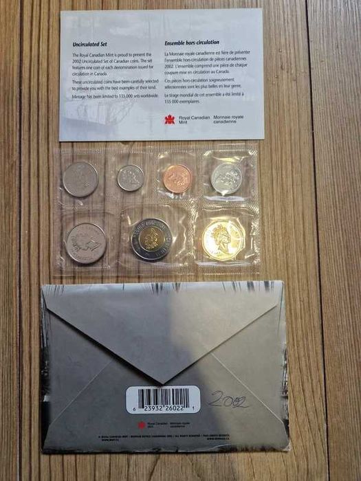 Conjunto de 7 moedas Canada não circuladas 2002