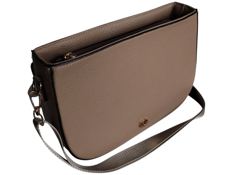 Listonoszka Na Ramię Torebka Damska Brązowa, Miejska A5 (2 Paski)