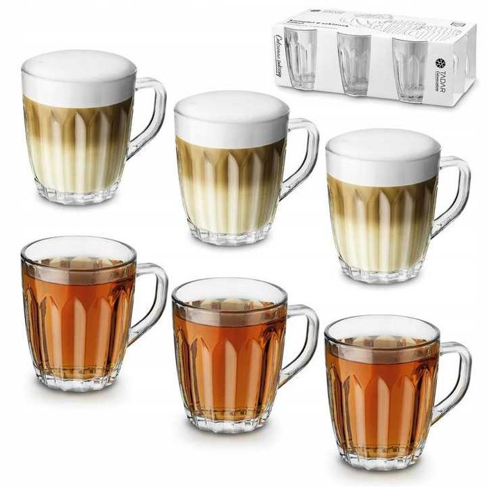 Zestaw Kubki Do Kawy 6 Szklanek Do Herbaty Z Uchem Kubki Na Herbatę