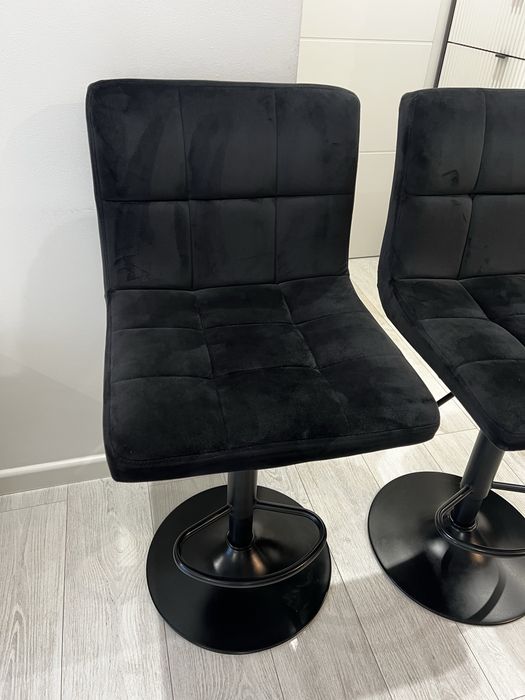 Hokery do kuchni - czarny welur