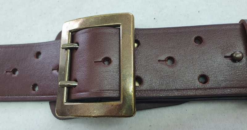 Pas oficerski wojskowy rozmiar 115 jasny brąz kolor klamry mosiądz