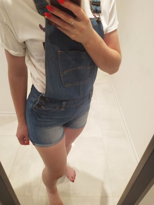 Krótkie spodenki ogrodniczki spodenki jeansowe tanio okazja rozmiar 36