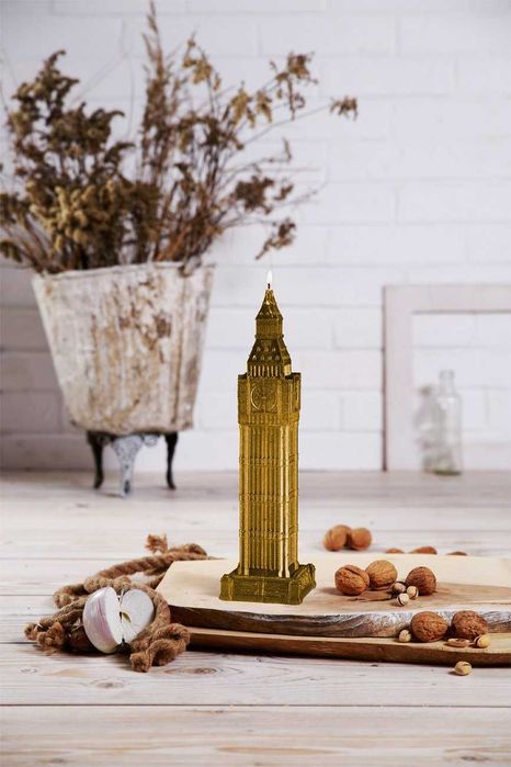 Monumento Big Ben Londres Vela Dourada com 1kg e incenso arona