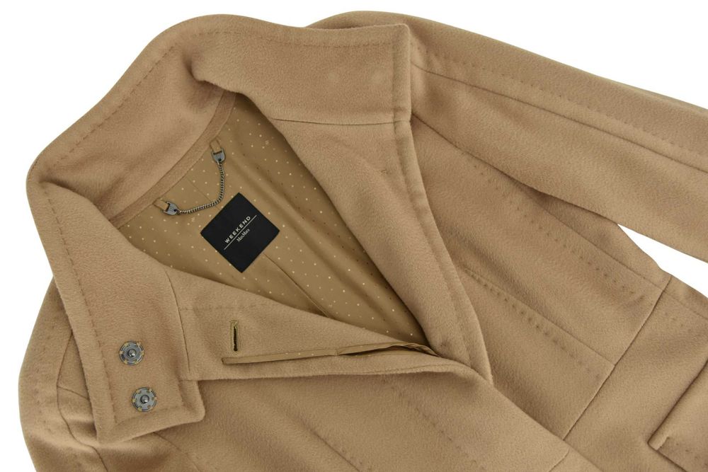 WEEKEND MAX MARA płaszcz damski beżowy wełniany przejściowy 38