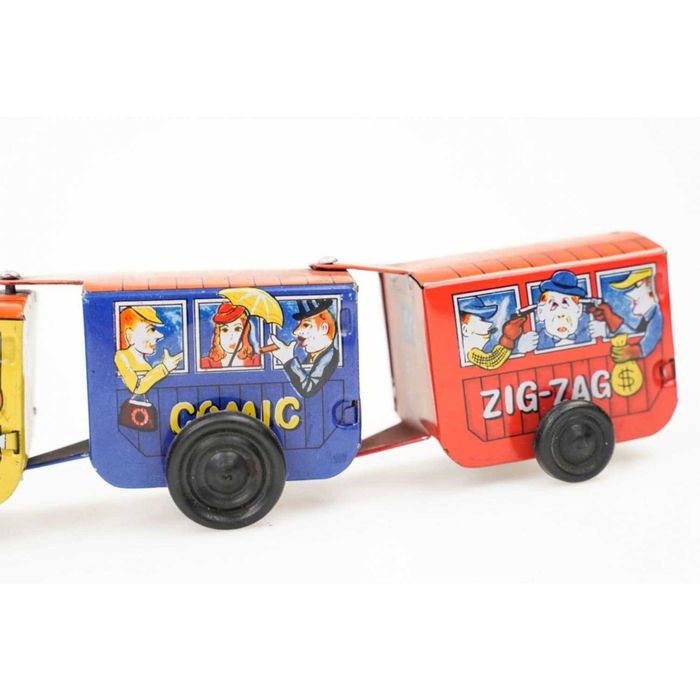 Metalowy pociąg zabawka mechaniczna na kluczyk w stylu retro