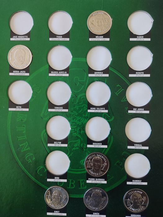 Medalhas, moedas e botão do Sporting