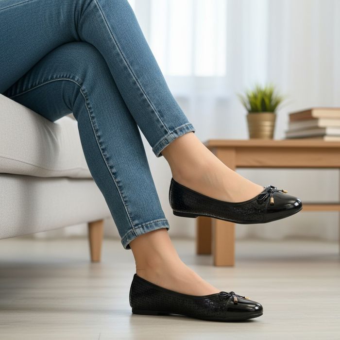 Baleriny Damskie Lakierowane Z Kokardką Eleganckie Buty 6633 Rozm 38