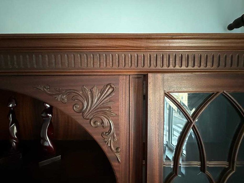 Móvel de sala de jantar cristaleira de madeira maciça