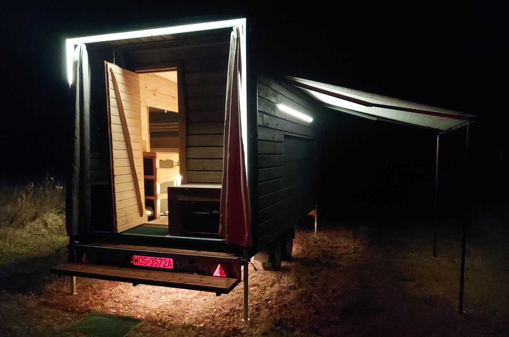 Sauna mobilna - duża, wynajem, bezobsługowa