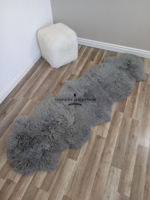 Skóra Owcza Szara Dywan na Podłogę Narzuta Naturalna Skóry Owcze