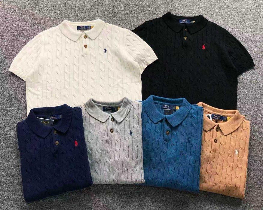 Вязане поло Ralph Lauren унісекс чоловіче жіноче чорне біле синє сіре бежеве класичне преміум люкс стильне футболка поло ральф лорен