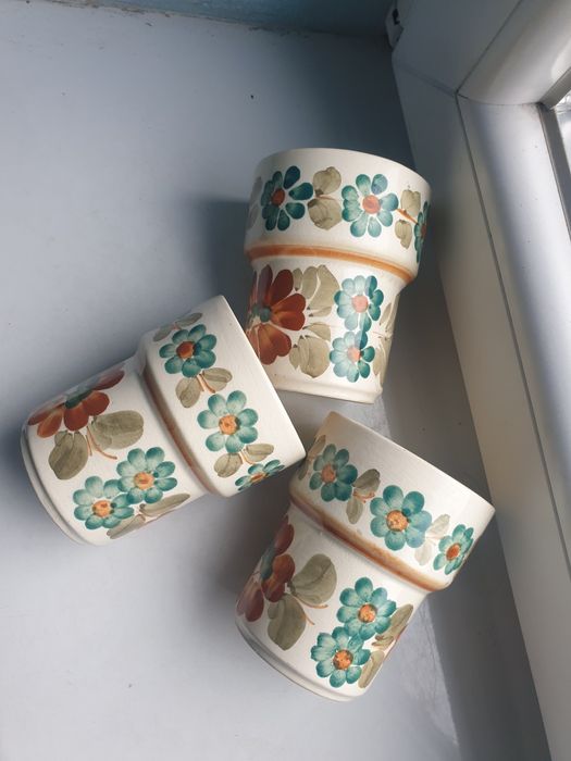 kubki ceramika Włocławek 3 sztuki lata 70.