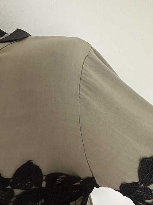 Zielona damska bluzka elegancka z koronką khaki do pracy S 36 M MiLady