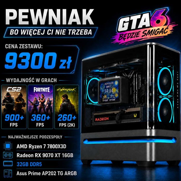 Komputer na zamówienie - PEWNIAK Ryzen 7800X3D + RX 9070XT