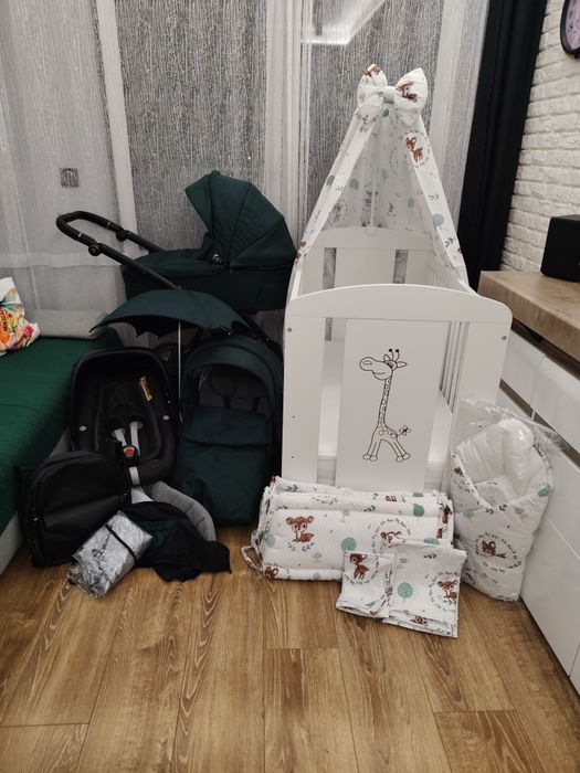 Zestaw dla maluszka wózek 3w1 + łóżeczka