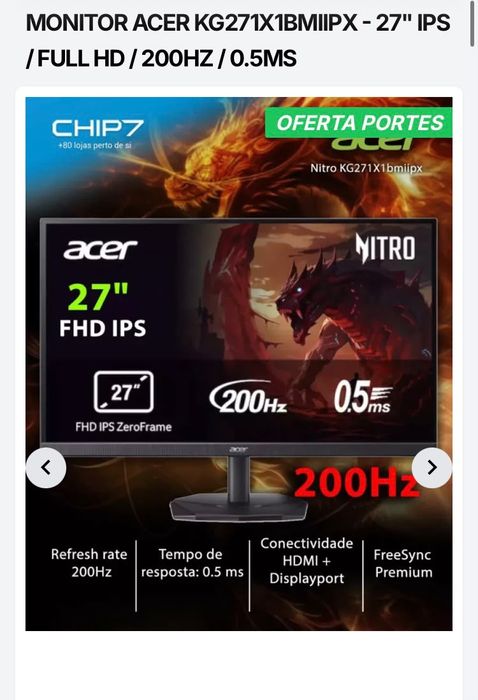 Acer Gaming 27 200Hz Garantia