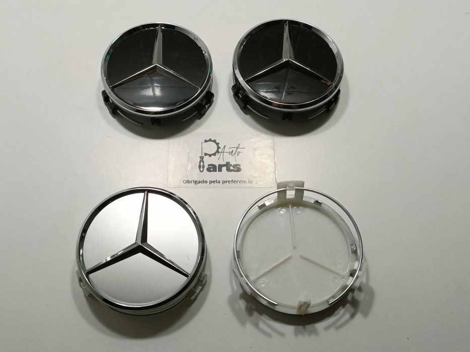 Centros de Jante Mercedes 75mm (Preto/Cinza)