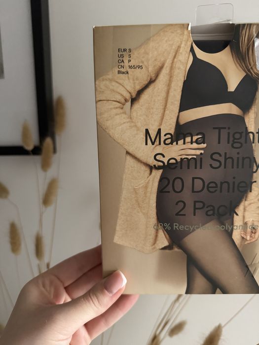 Nowe czarne rajstopy ciazowe h&m mama rozm s 2 pak