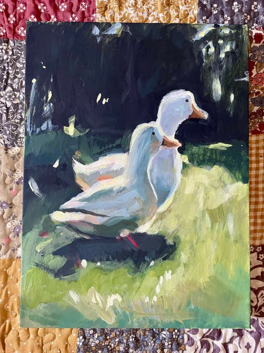 Obraz płótno na ścianę dla dzieci retro vintage sztuka nowoczesna gęsi