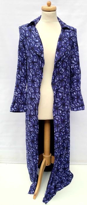 Narzutka Płaszcz Fioletowa S 36 Długa Vedic Kwiaty Kimono