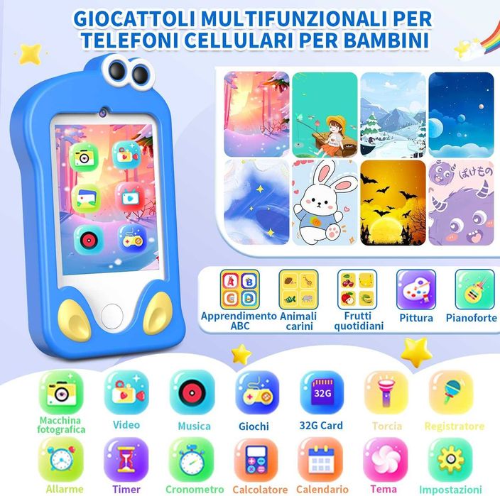 Telefon dziecięcy CHAKEYAKE, aparat, z 2,4-calowym dotykowym ekranem