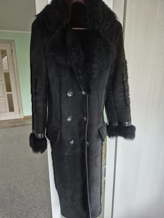 Дублянка жіноча чорна с хутром зіма/осінь