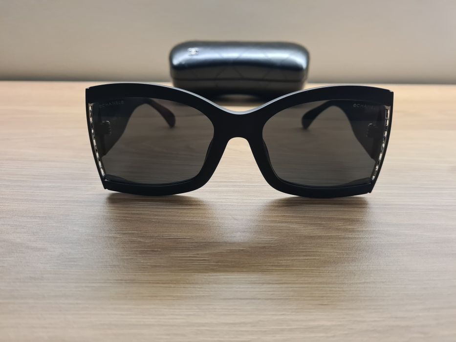 Hit Nowe Damskie Czarne Okulary CHANEL Przeciwsłoneczne UV400 Etui