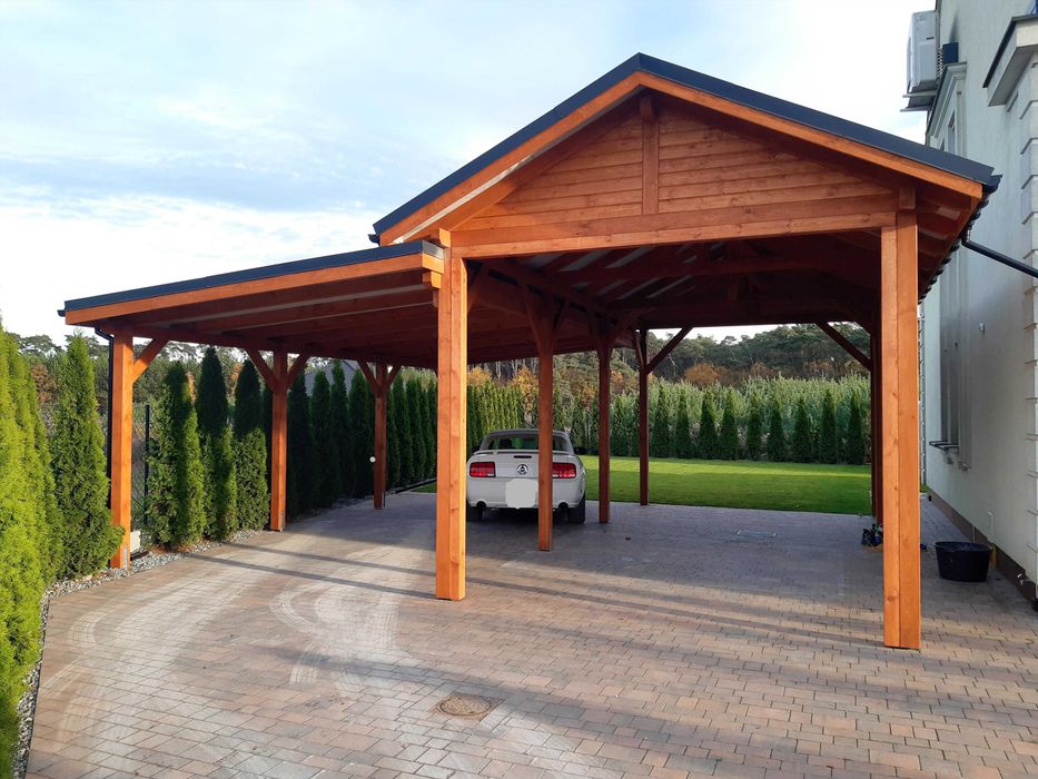 Wiata na kampera ze ścianami/garaż z drewna 50m2