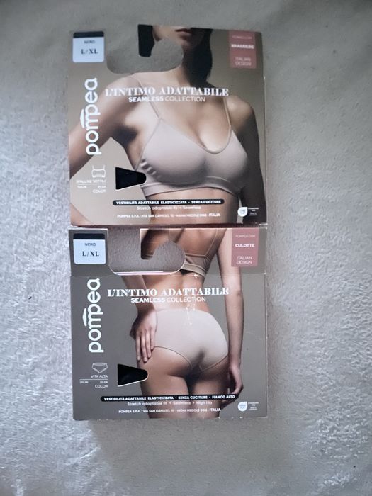 Komplet bezszwowy biustonosz + majtki L/XL czarne Pompea