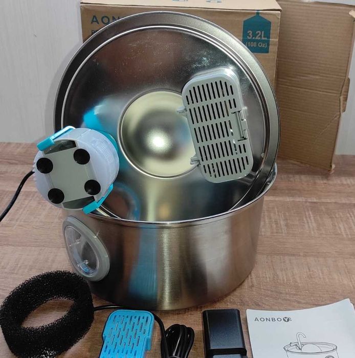 Фонтан поїлка Aonboy S3-SC з нержавіючої сталі для котів, собак, 3,2 л