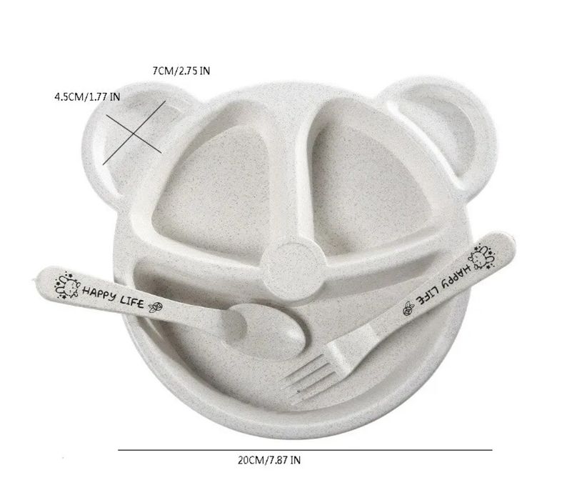 Nowy zestaw talerz talerzyk łyżka widelec rozszerzenie diety