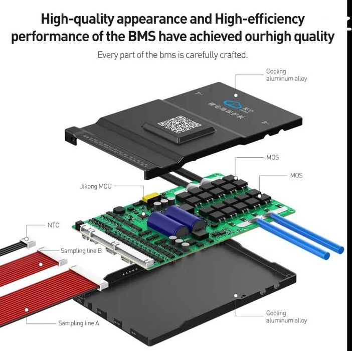 Smart BMS плата JiKong JK-BD6A20S20P 200A 8-20S активний балансир 0.6A Bluetooth LiFePO4 Li-ion LTO