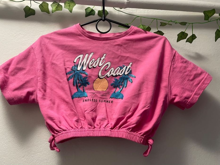 Różowy top koszulka t-shirt dla dziewczynki 8-9 lat 134-146 cm