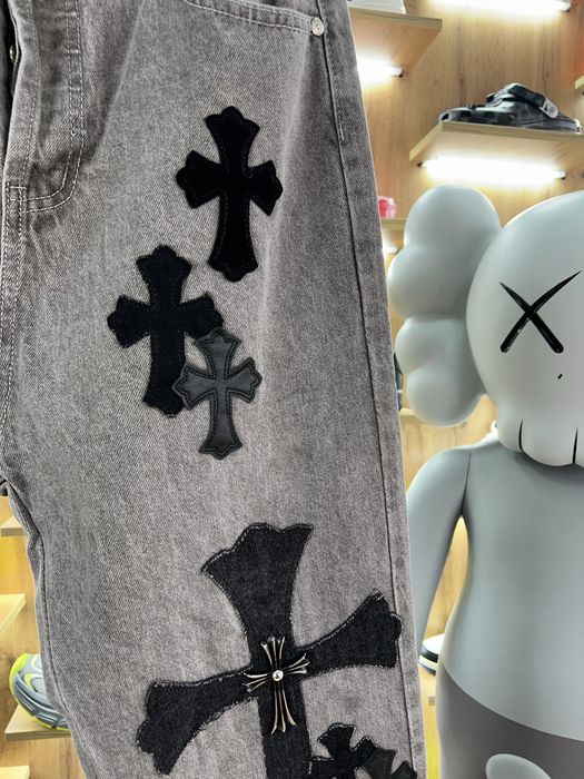 Джинси CHROME HEARTS Big Cross Patch Logo Grey