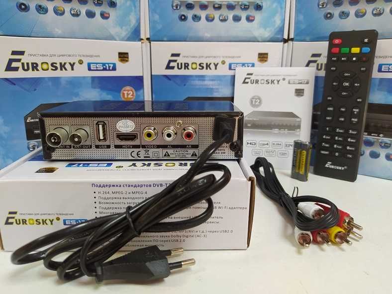 Тюнер приемник приставка Т2 EuroSky ES-17 YouTube IPTV MeGoGo DVB-C/T2