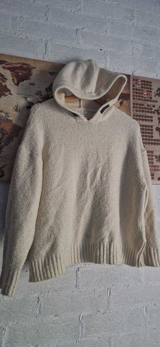 Sweter ciepła bluza z kapturem Zara 140 Knitwear ecru 140 cm / 10 lat