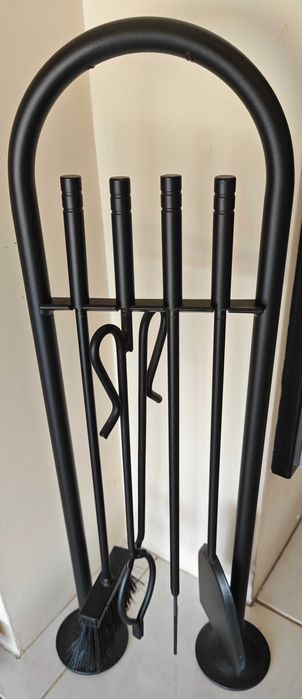Conjunto 4 Acessórios Lareira com suporte Imex El Zorro (Novo / Nunca Usado)