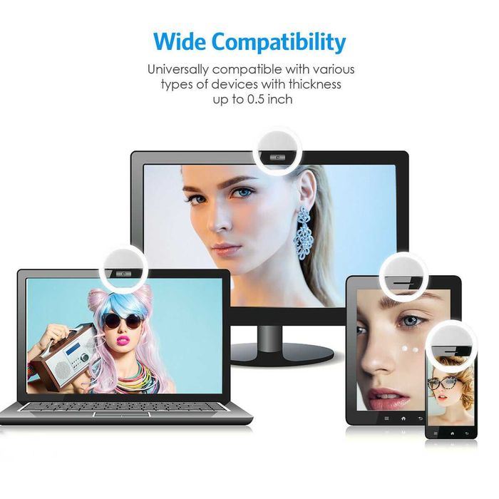 Ring LED Ring Light for Smartphone, Tablet, and Portable Devices, 9 cm, 3 Light Levels64739396757121120