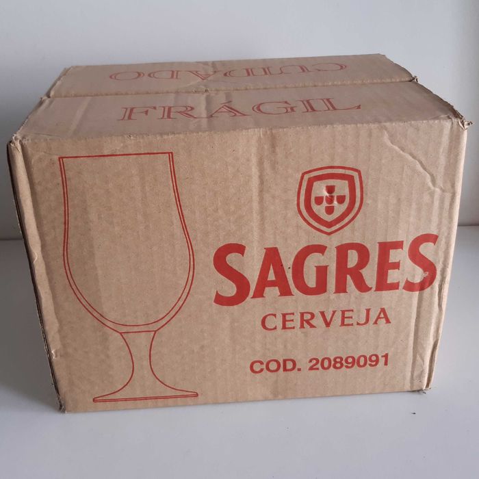 Caixa 6 Copos tipo Tulipa Cerveja Sagres 30cl. Novos